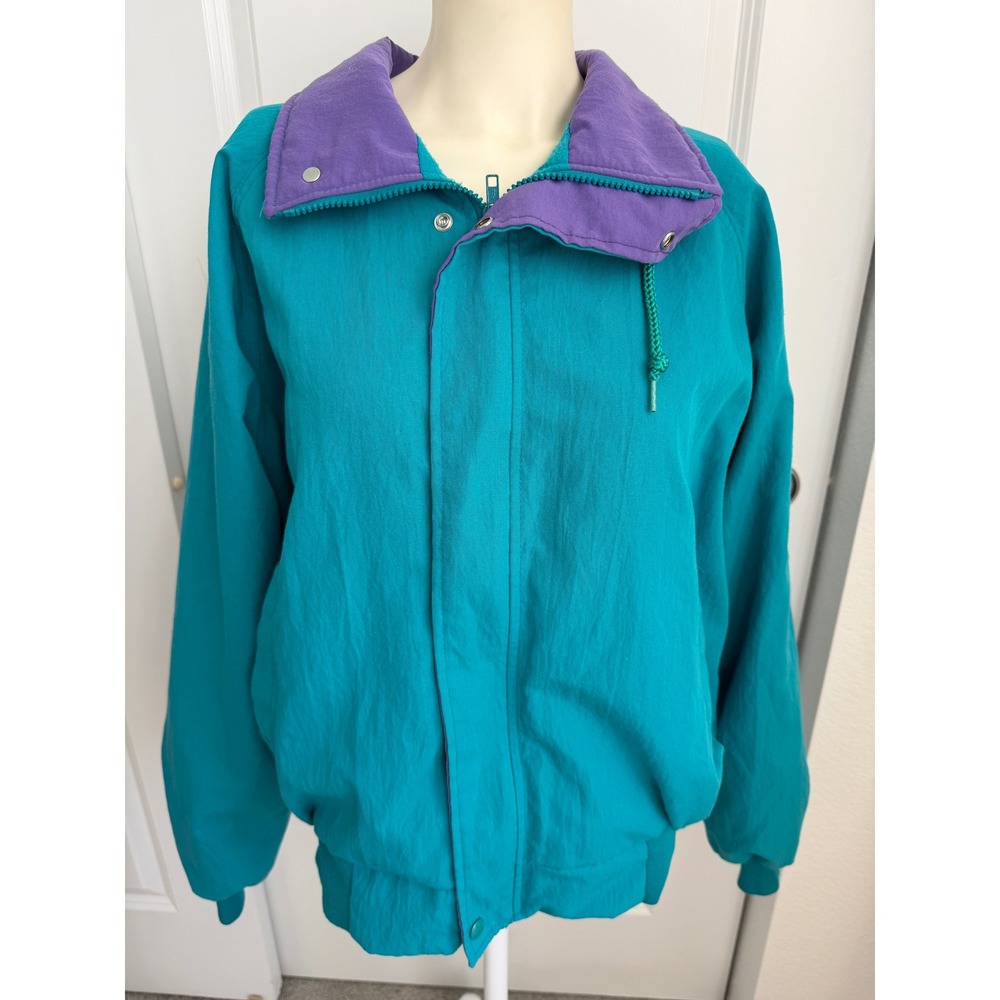 Vintage California Imperial 80s Retro Teal Purple Jacket Windbreaker Large
